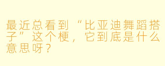 最近总看到“比亚迪舞蹈搭子”这个梗，它到底是什么意思呀？