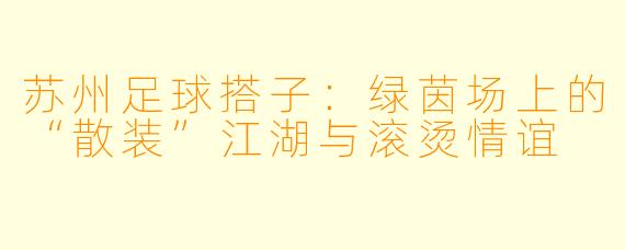 苏州足球搭子:绿茵场上的“散装”江湖与滚烫情谊