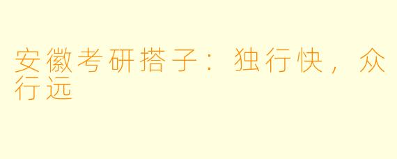 安徽考研搭子：独行快，众行远