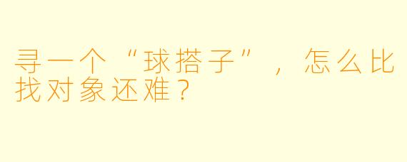 寻一个“球搭子”，怎么比找对象还难？