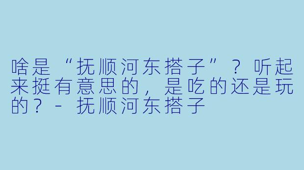 啥是“抚顺河东搭子”？听起来挺有意思的，是吃的还是玩的？-抚顺河东搭子