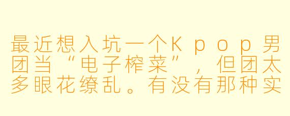 最近想入坑一个Kpop男团当“电子榨菜”,但团太多眼花缭乱。有没有那种实力强、舞台炸裂,私下又特别有团魂,能当快乐搭子一起追的男团推荐?最好带点独特魅力,别太大众流水线的那种!