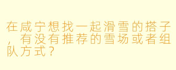 在咸宁想找一起滑雪的搭子，有没有推荐的雪场或者组队方式？