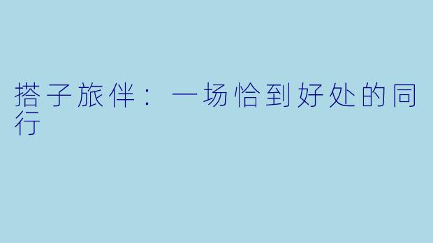 搭子旅伴：一场恰到好处的同行