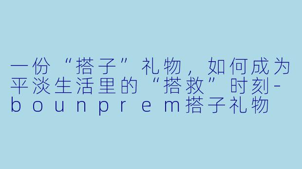 一份“搭子”礼物,如何成为平淡生活里的“搭救”时刻-bounprem搭子礼物