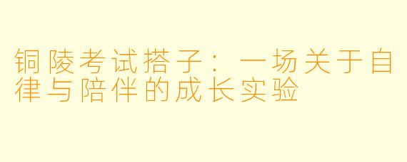 铜陵考试搭子：一场关于自律与陪伴的成长实验