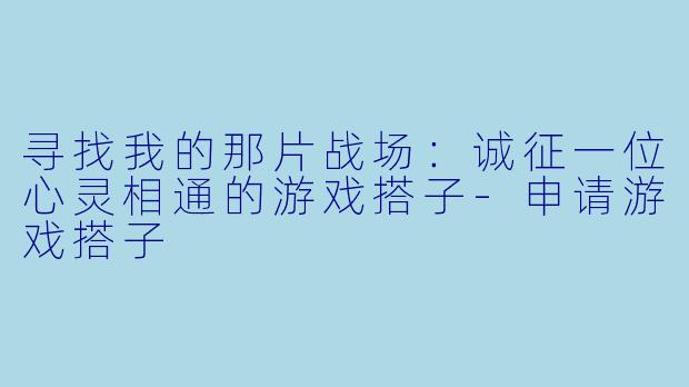 寻找我的那片战场：诚征一位心灵相通的游戏搭子-申请游戏搭子