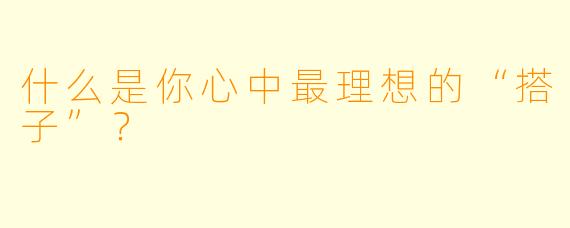什么是你心中最理想的“搭子”?