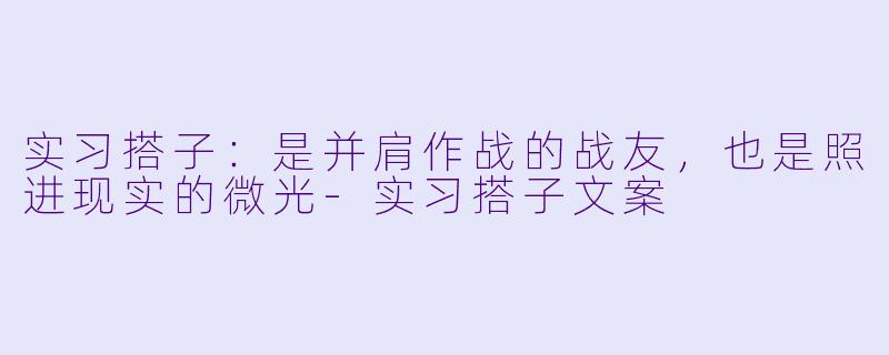 实习搭子：是并肩作战的战友，也是照进现实的微光-实习搭子文案
