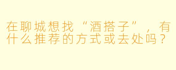 在聊城想找“酒搭子”，有什么推荐的方式或去处吗？
