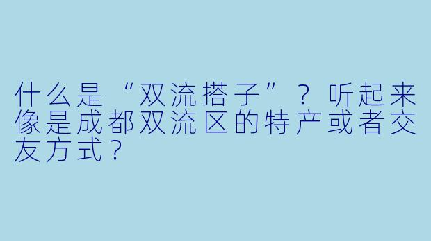 什么是“双流搭子”?听起来像是成都双流区的特产或者交友方式?