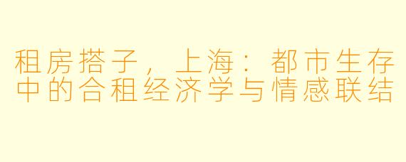 租房搭子，上海：都市生存中的合租经济学与情感联结