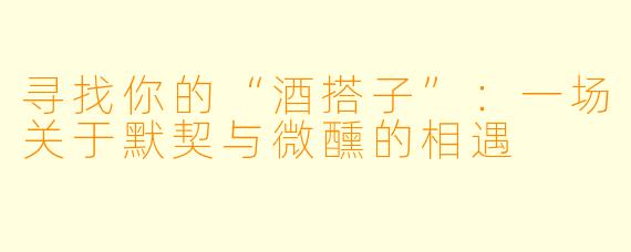 寻找你的“酒搭子”：一场关于默契与微醺的相遇