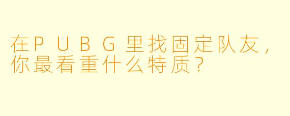 在PUBG里找固定队友，你最看重什么特质？