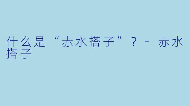 什么是“赤水搭子”？