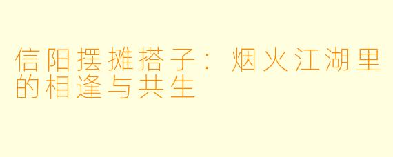 信阳摆摊搭子：烟火江湖里的相逢与共生