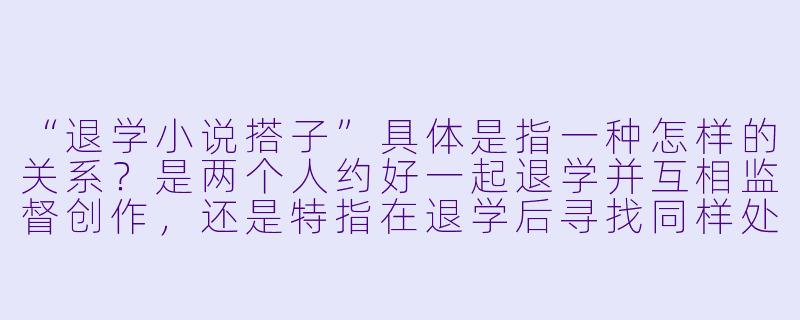 “退学小说搭子”具体是指一种怎样的关系？是两个人约好一起退学并互相监督创作，还是特指在退学后寻找同样处境的人进行写作陪伴？-退学小说搭子