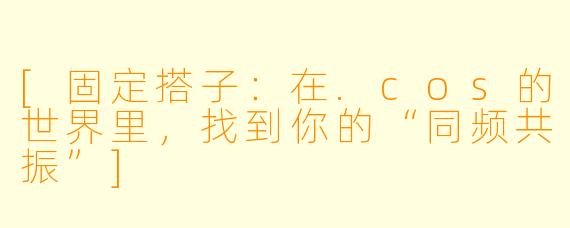 [固定搭子：在.cos的世界里，找到你的“同频共振”]