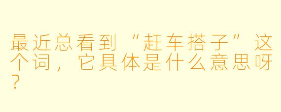 最近总看到“赶车搭子”这个词,它具体是什么意思呀?