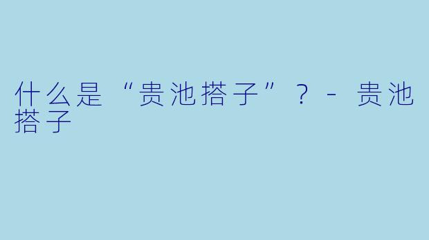什么是“贵池搭子”？