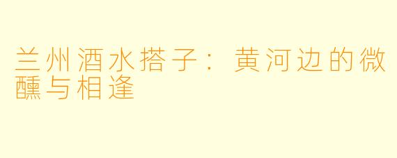 兰州酒水搭子：黄河边的微醺与相逢