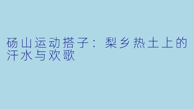 砀山运动搭子：梨乡热土上的汗水与欢歌