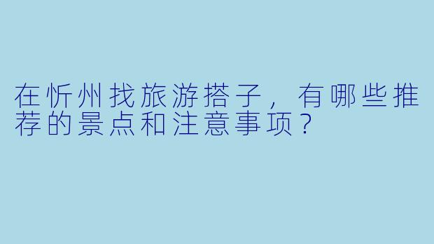 在忻州找旅游搭子，有哪些推荐的景点和注意事项？