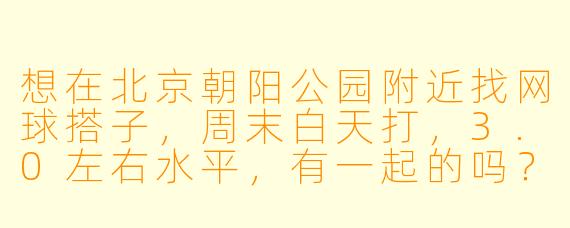 想在北京朝阳公园附近找网球搭子，周末白天打，3.0左右水平，有一起的吗？