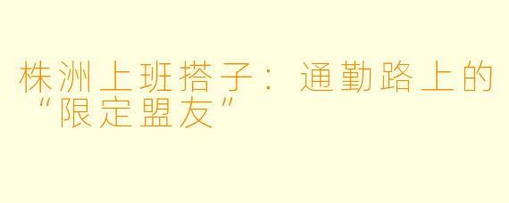 株洲上班搭子:通勤路上的“限定盟友”