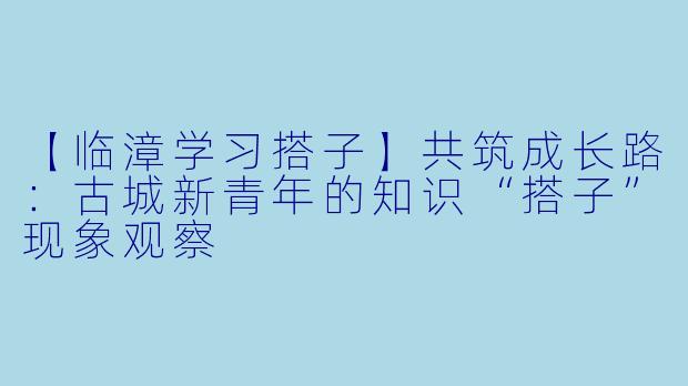 【临漳学习搭子】共筑成长路：古城新青年的知识“搭子”现象观察