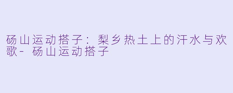 砀山运动搭子:梨乡热土上的汗水与欢歌-砀山运动搭子