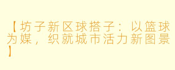 【坊子新区球搭子：以篮球为媒，织就城市活力新图景】