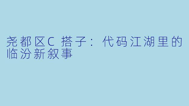 尧都区C搭子：代码江湖里的临汾新叙事