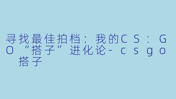 寻找最佳拍档：我的CS:GO“搭子”进化论-csgo 搭子