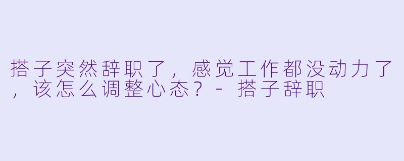 搭子突然辞职了，感觉工作都没动力了，该怎么调整心态？
