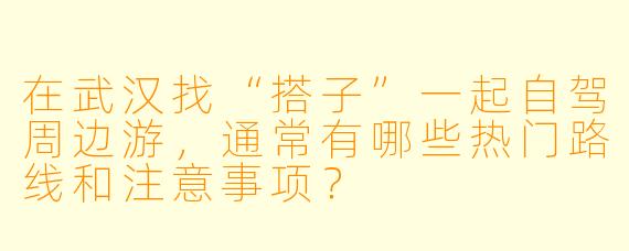 在武汉找“搭子”一起自驾周边游，通常有哪些热门路线和注意事项？