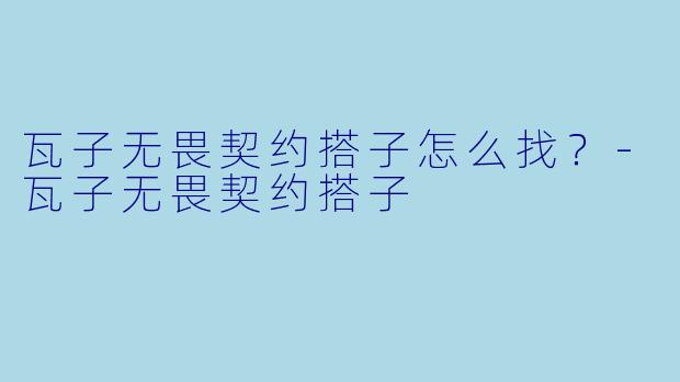 瓦子无畏契约搭子怎么找？