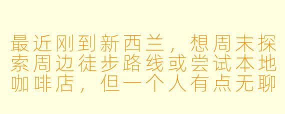 最近刚到新西兰，想周末探索周边徒步路线或尝试本地咖啡店，但一个人有点无聊。有没有什么安全可靠的渠道，可以找到兴趣相投的“搭子”一起活动？比较喜欢户外或者文艺类的小众体验。