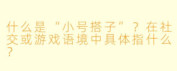 什么是“小号搭子”？在社交或游戏语境中具体指什么？