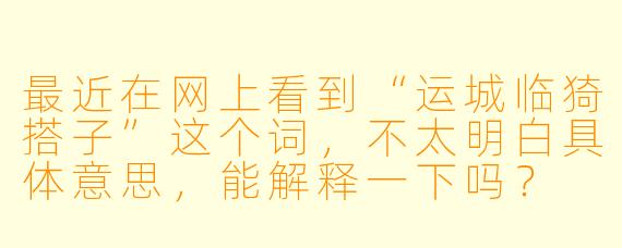 最近在网上看到“运城临猗搭子”这个词，不太明白具体意思，能解释一下吗？