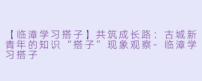 【临漳学习搭子】共筑成长路：古城新青年的知识“搭子”现象观察-临漳学习搭子