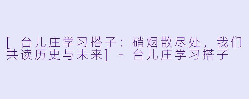 [台儿庄学习搭子：硝烟散尽处，我们共读历史与未来]-台儿庄学习搭子