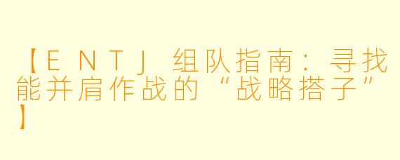 【ENTJ组队指南：寻找能并肩作战的“战略搭子”】