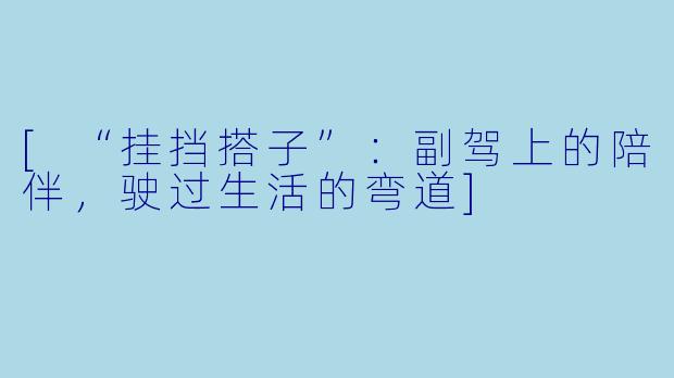 [“挂挡搭子”：副驾上的陪伴，驶过生活的弯道]