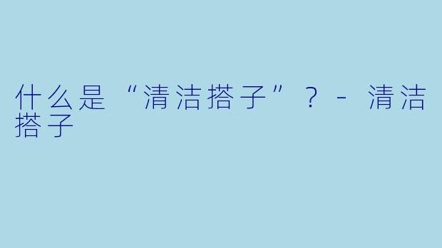 什么是“清洁搭子”？