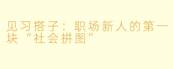 见习搭子：职场新人的第一块“社会拼图”
