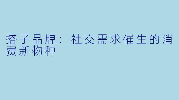 搭子品牌：社交需求催生的消费新物种
