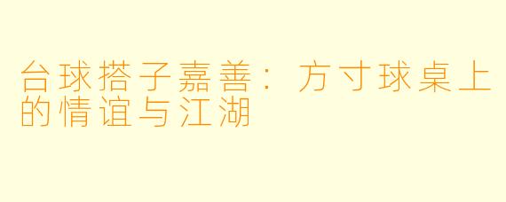 台球搭子嘉善：方寸球桌上的情谊与江湖