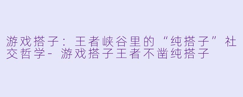 游戏搭子:王者峡谷里的“纯搭子”社交哲学-游戏搭子王者不凿纯搭子