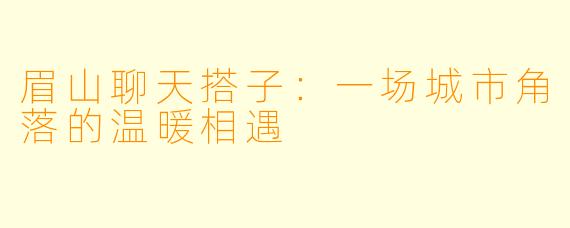眉山聊天搭子：一场城市角落的温暖相遇